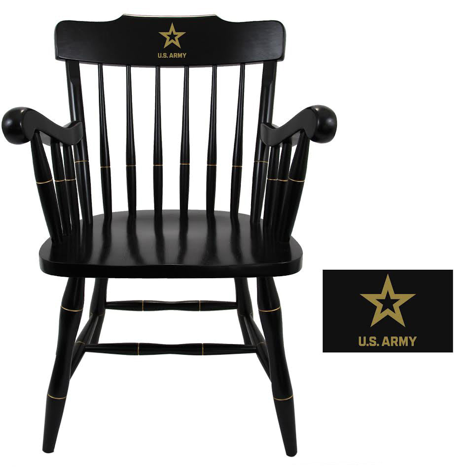 Army Star Wooden Captain Chair (All Black)*