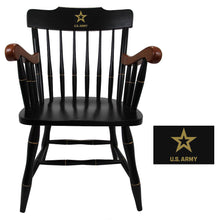 Load image into Gallery viewer, Army Star Wooden Captain Chair (Black with Cherry Arms)