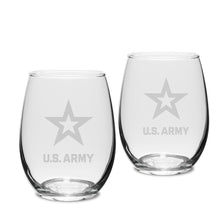 Load image into Gallery viewer, Army Star Set of Two 15 oz Stemless Wine Glasses
