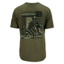 Load image into Gallery viewer, Army Under Armour Freedom By Land T-Shirt (OD Green)