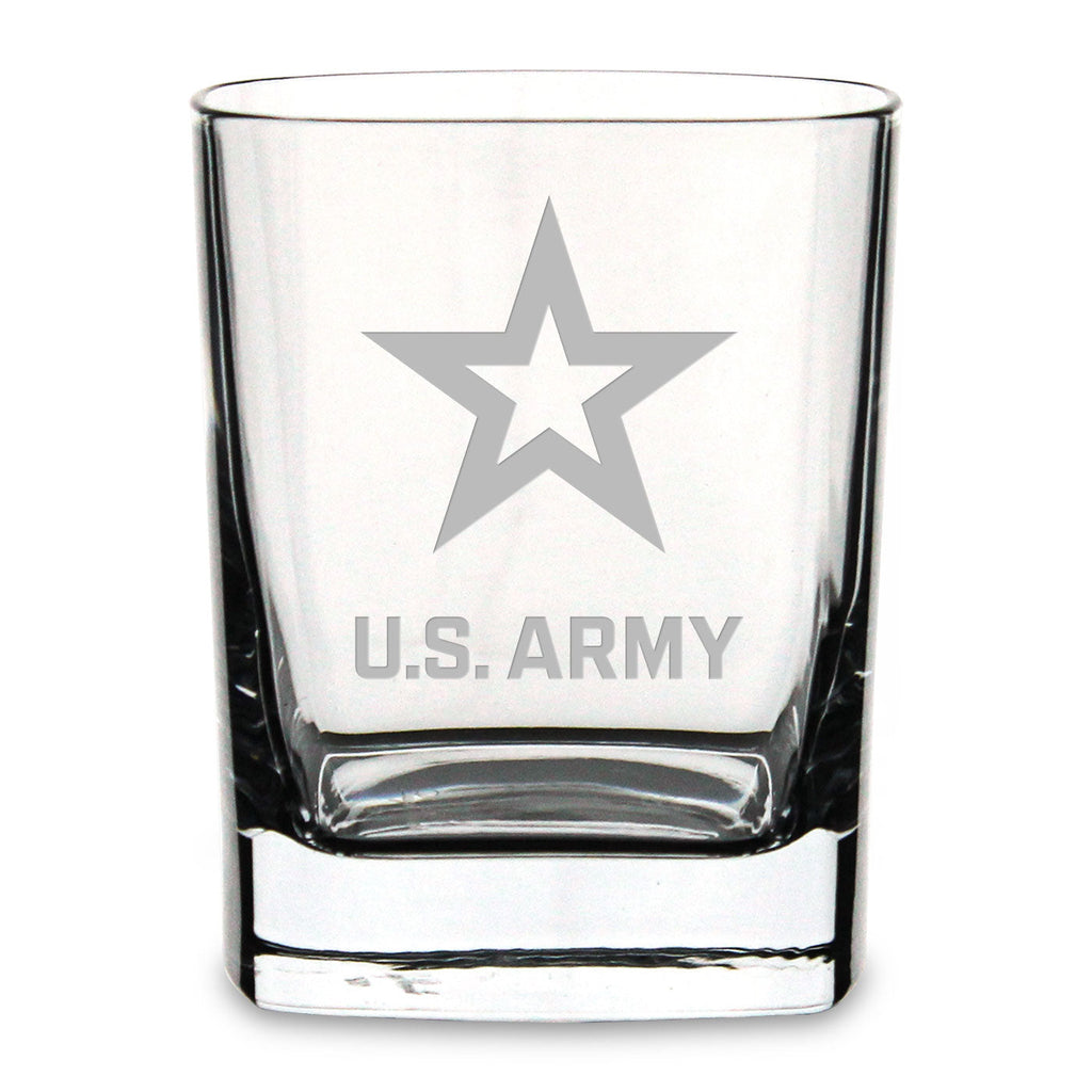 US Army Square 11.75oz Double Old Fashion Glass