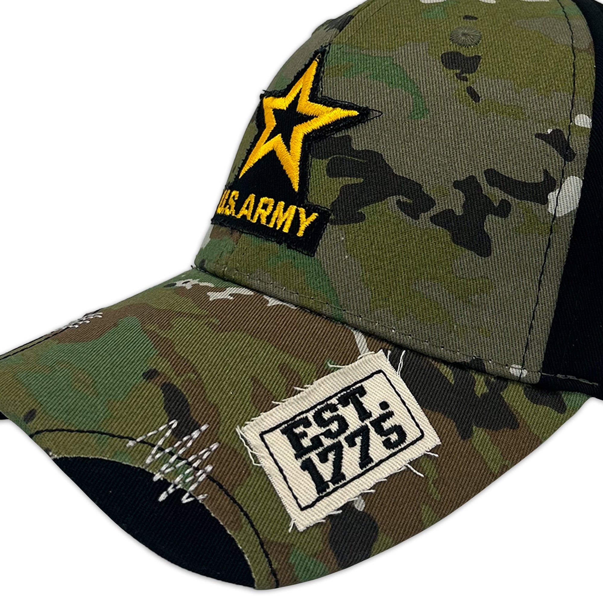 Army Star Distressed Camo Front Hat