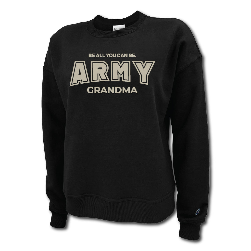 Army Champion Grandma Ladies Crewneck (Black)