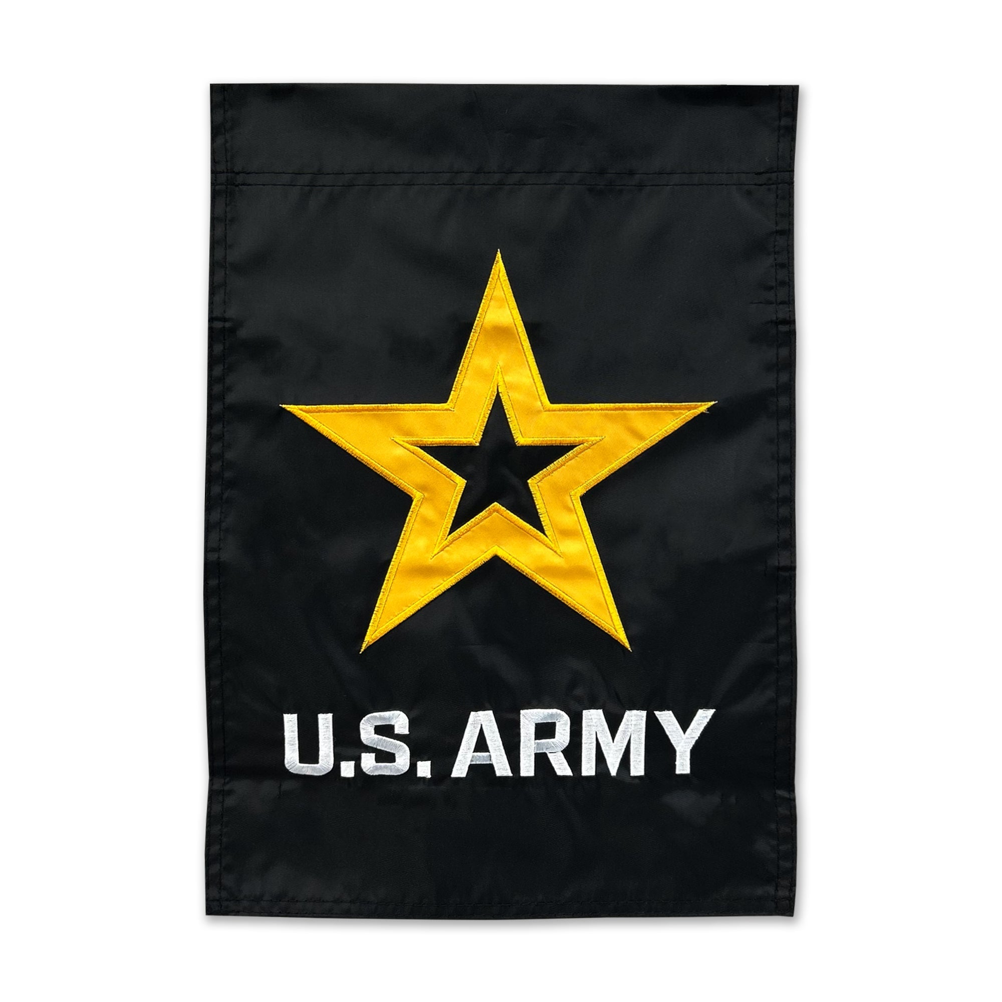 Army Star Embroidered Double Sided 12"x18" Garden Flag (Black)