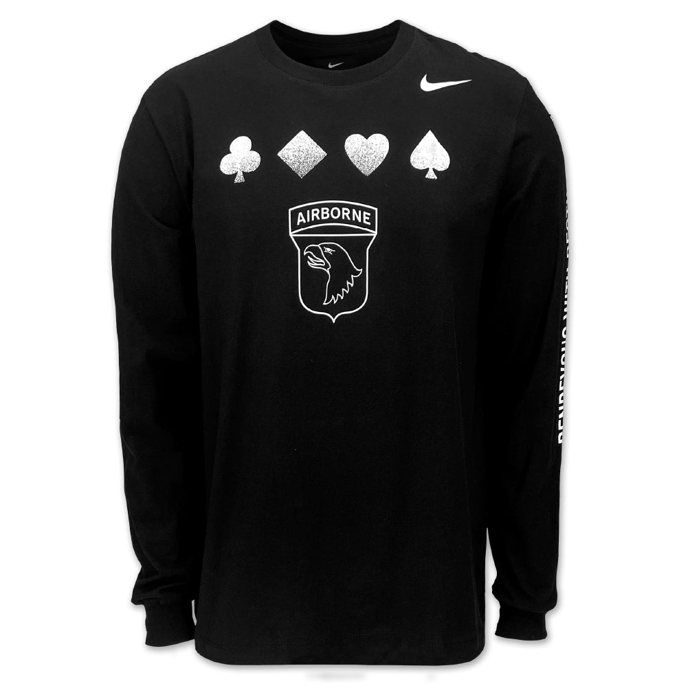 Army Nike 2024 Rivalry Airborne Rendezvous With Destiny Cotton Long Sleeve T-Shirt (Black)