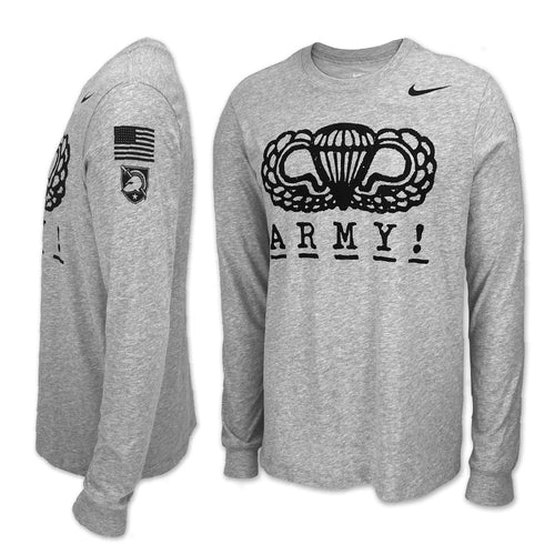 Army Nike 2024 Rivalry Airborne Logo Dri-Fit Cotton Long Sleeve T-Shirt (Grey)