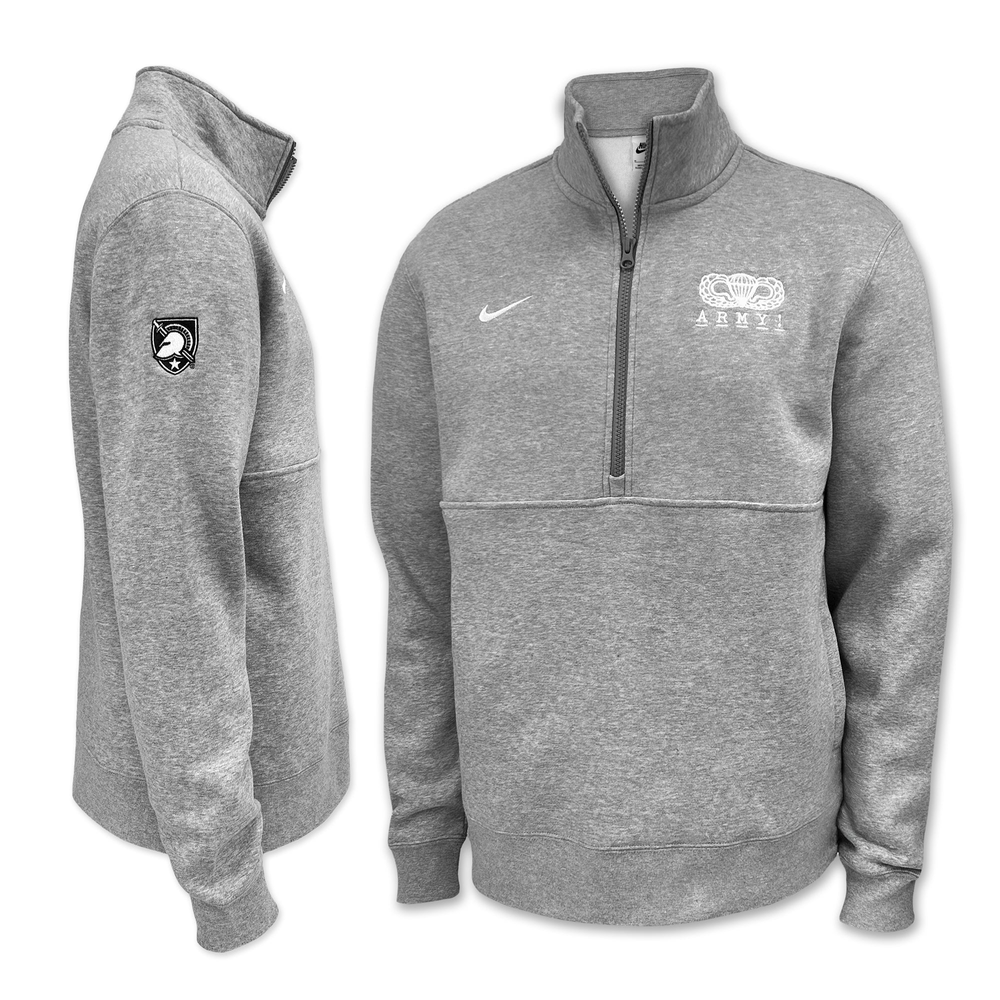 Army Nike 2024 Rivalry Airborne Logo Club Fleece Half Zip (Dark Heather)