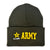 Army Star Emblem Cuffed Knit Beanie (OD Green)