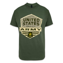 Load image into Gallery viewer, Army Distressed Hexagon Shield T-Shirt (OD Green)