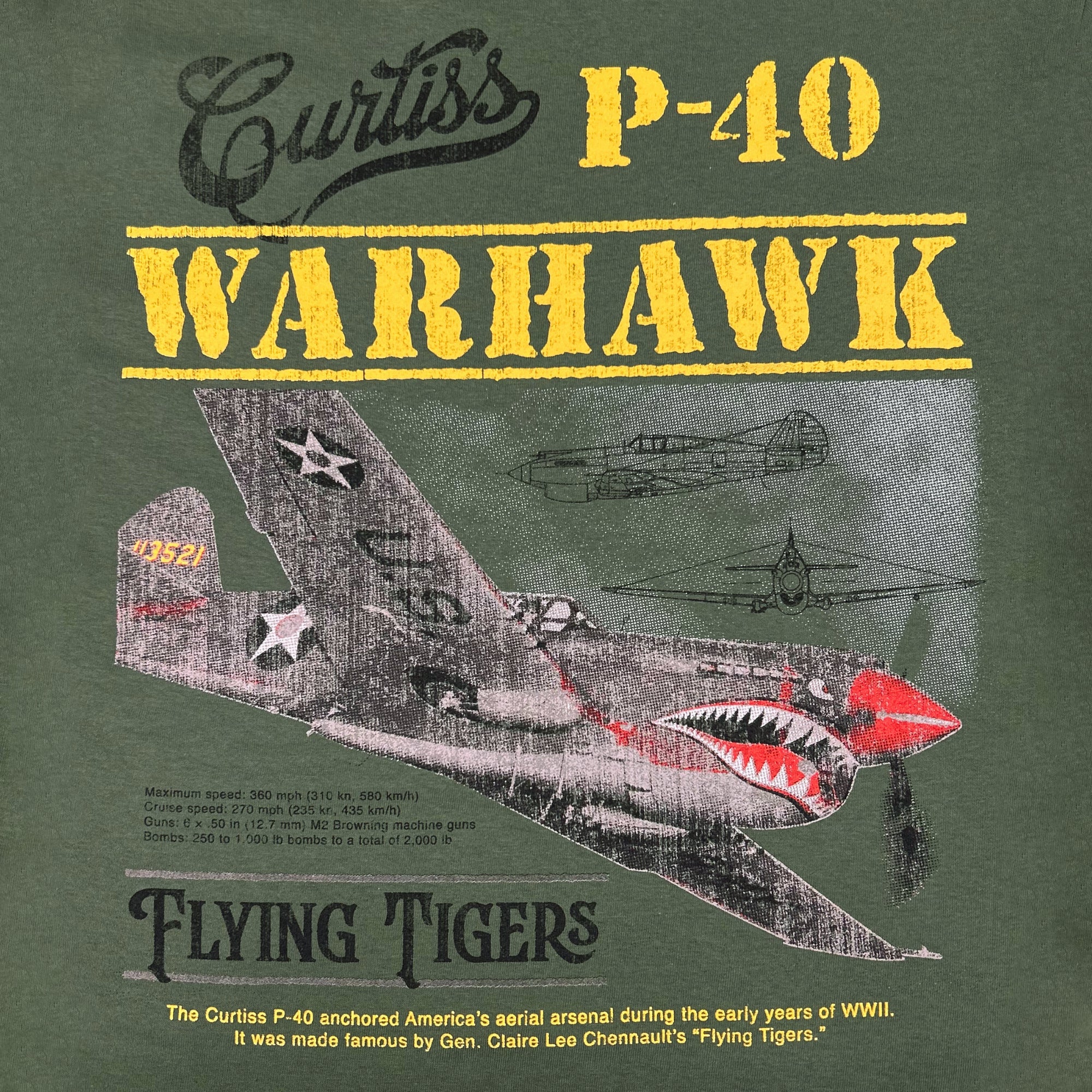 Army Curtiss P-40 Warhawk T-Shirt (OD Green)