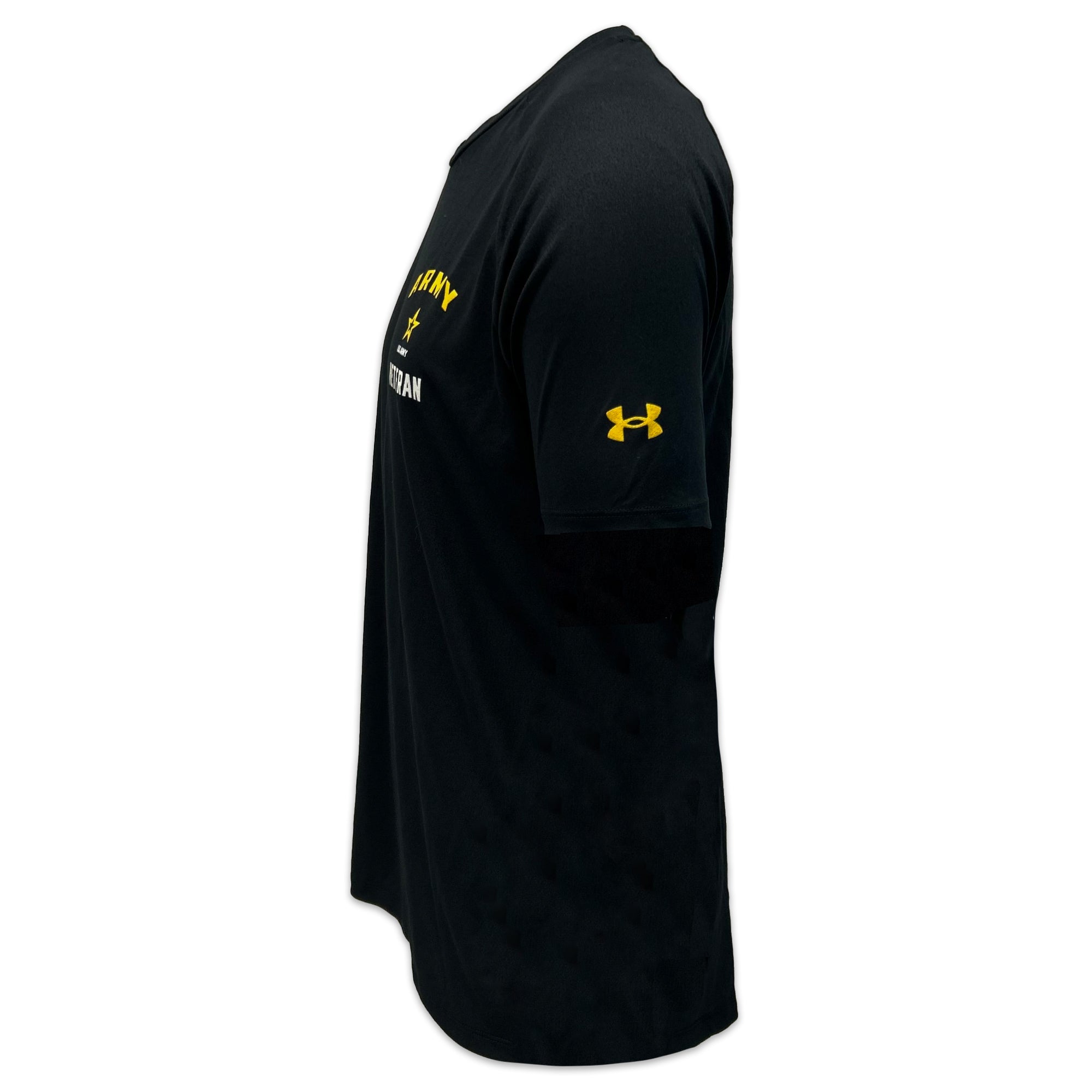 Army Under Armour Left Chest Star Veteran Tech T-Shirt (Black)