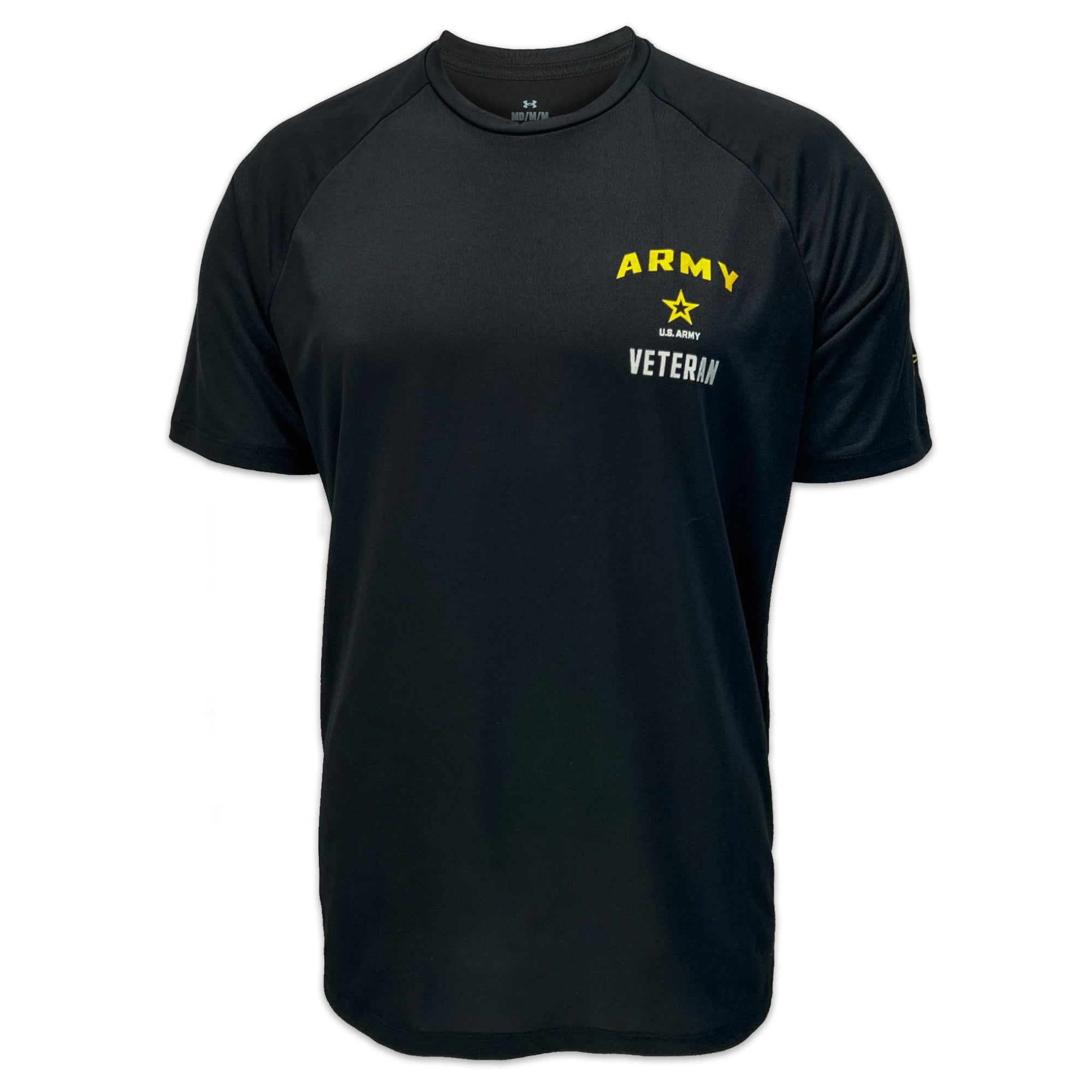 Army Under Armour Left Chest Star Veteran Tech T-Shirt (Black)