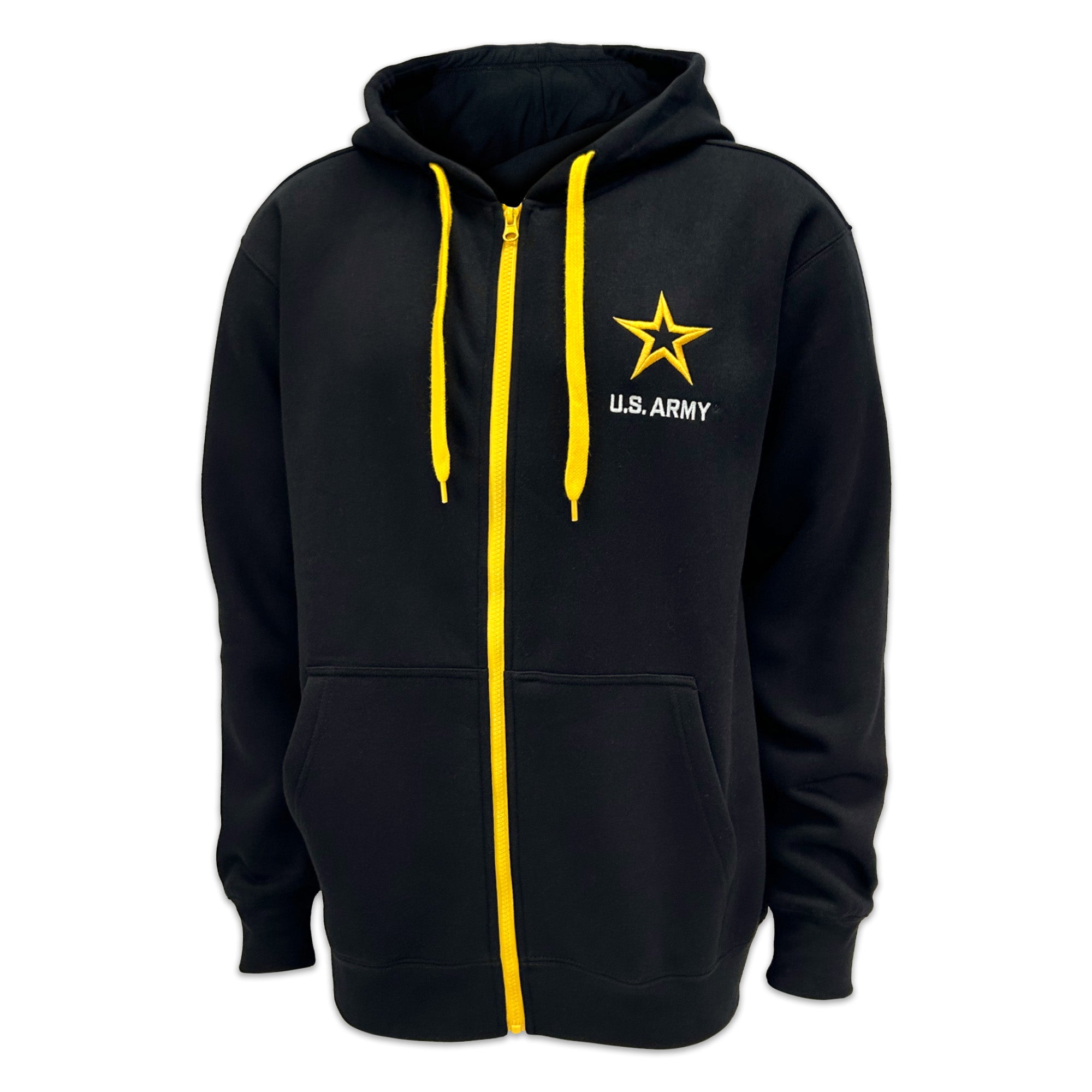 Army Star Tackle Twill Embroidered Fleece Full Zip Hood (Black)