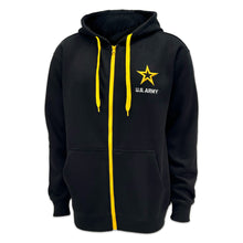 Load image into Gallery viewer, Army Star Tackle Twill Embroidered Fleece Full Zip Hood (Black)