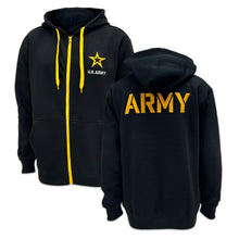 Load image into Gallery viewer, Army Star Tackle Twill Embroidered Fleece Full Zip Hood (Black)