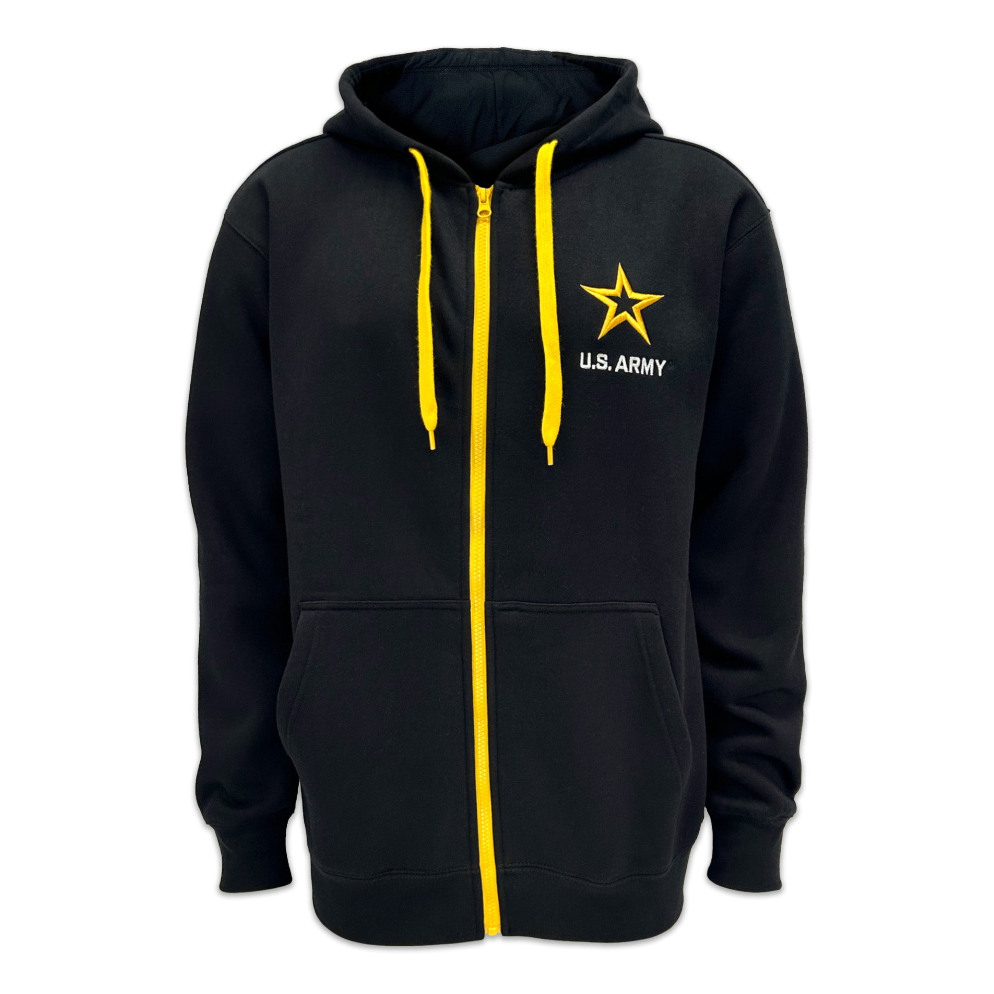 Army Star Tackle Twill Embroidered Fleece Full Zip Hood (Black)