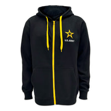 Load image into Gallery viewer, Army Star Tackle Twill Embroidered Fleece Full Zip Hood (Black)