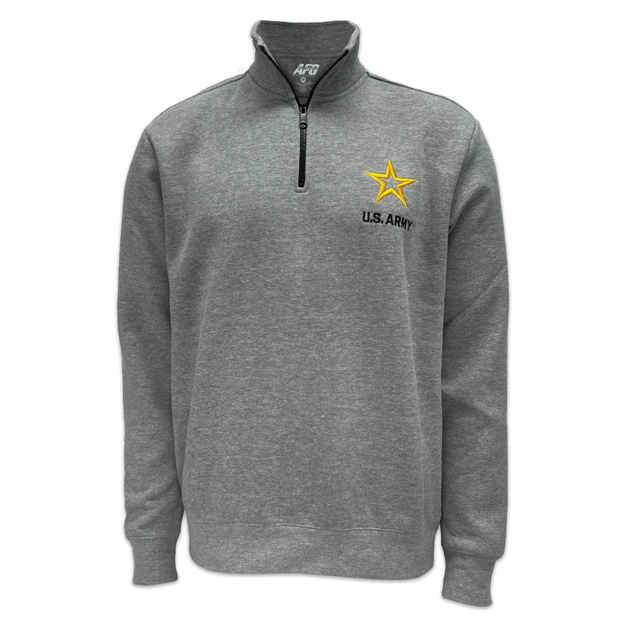 Army Star Tackle Twill Embroidered Fleece Quarter Zip (Grey)