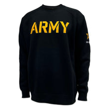 Load image into Gallery viewer, Army Star Tackle Twill Embroidered Raglan Fleece Crewneck (Black)