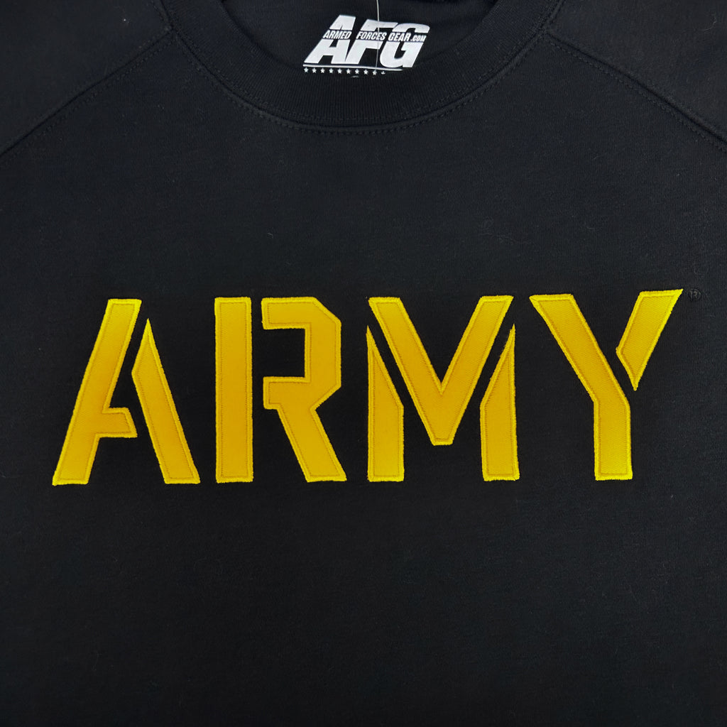 Army Star Tackle Twill Embroidered Raglan Fleece Crewneck (Black)