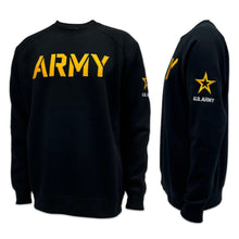 Load image into Gallery viewer, Army Star Tackle Twill Embroidered Raglan Fleece Crewneck (Black)