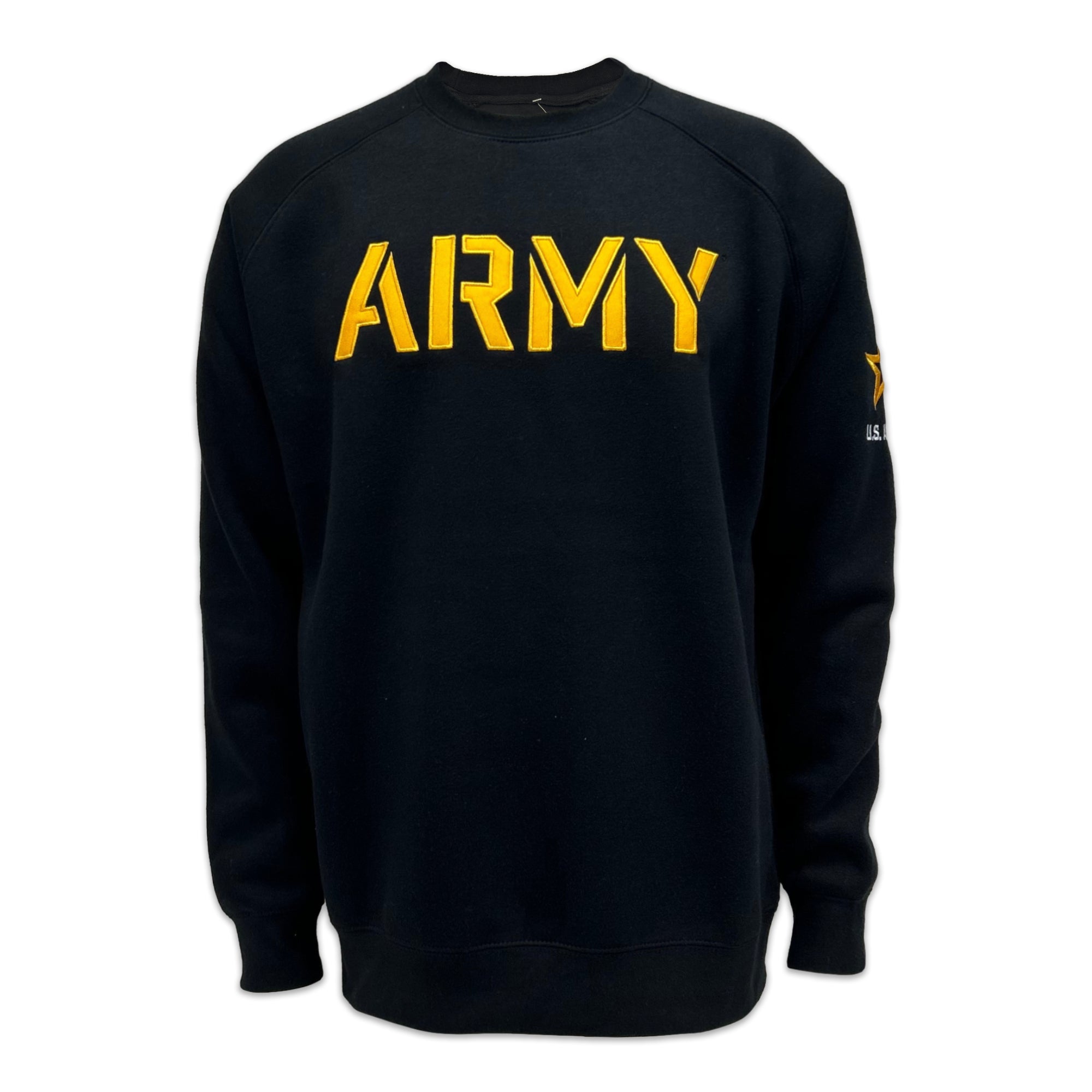 Army Star Tackle Twill Embroidered Raglan Fleece Crewneck (Black)