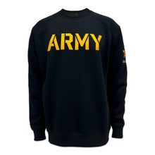 Load image into Gallery viewer, Army Star Tackle Twill Embroidered Raglan Fleece Crewneck (Black)