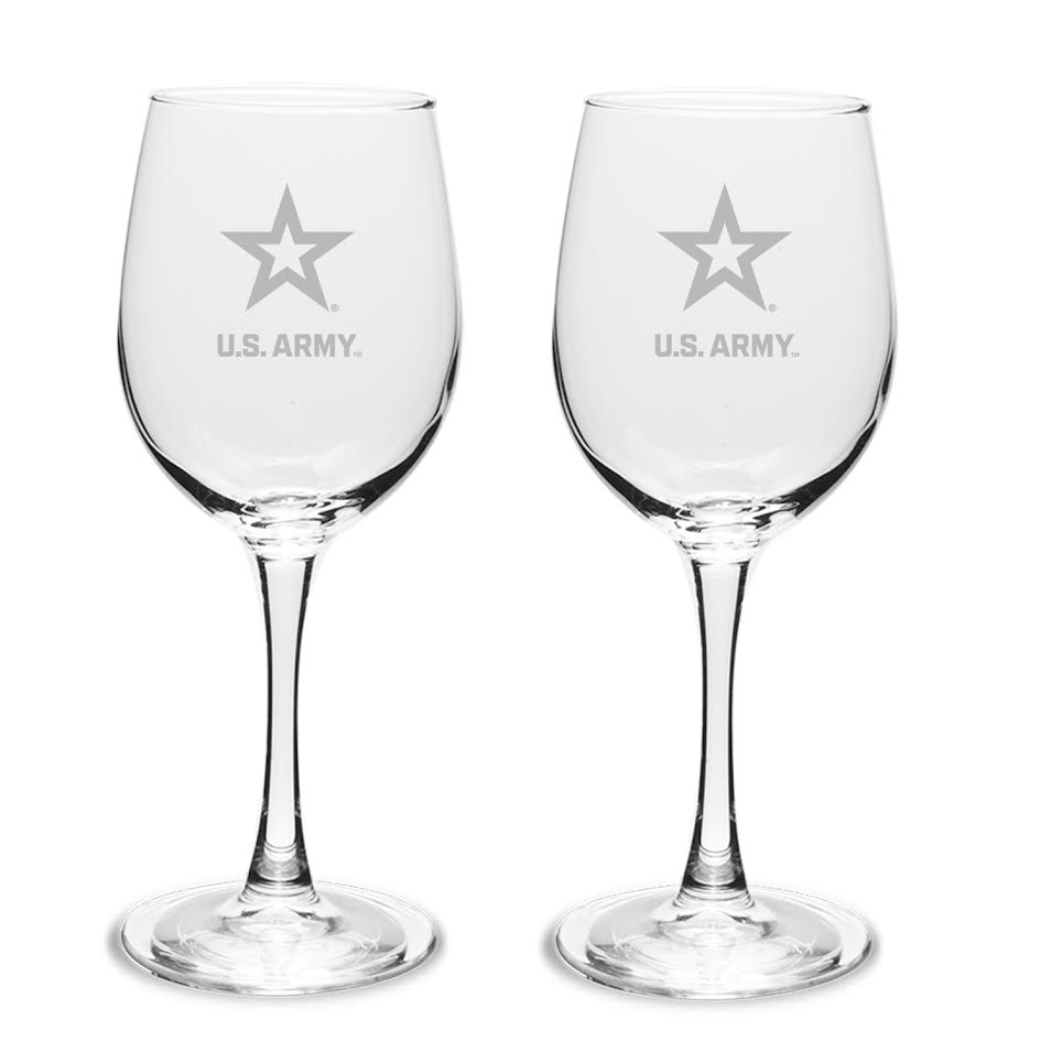 Army Star Set of Two 12oz Wine Glasses with Stem*