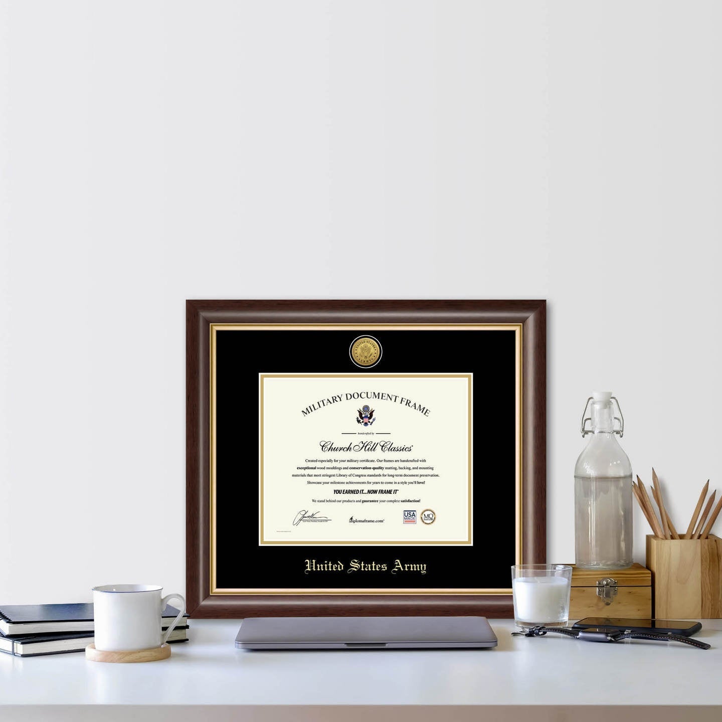 United States Army Gold Engraved Hampshire Certificate Frame (Horizontal)*