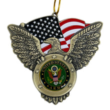 Load image into Gallery viewer, Army Seal/Eagle with American Flag Metal Ornament