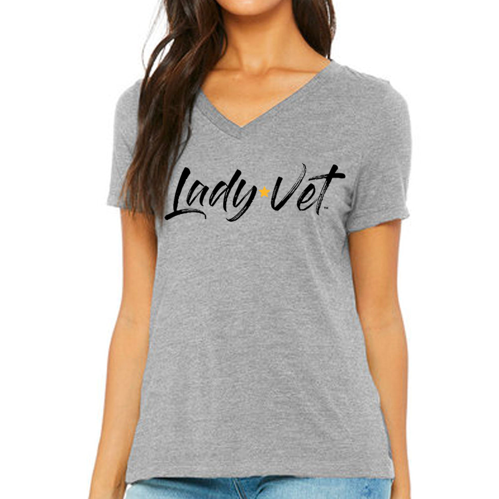 Army Lady Vet Full Chest Logo V-Neck T-Shirt