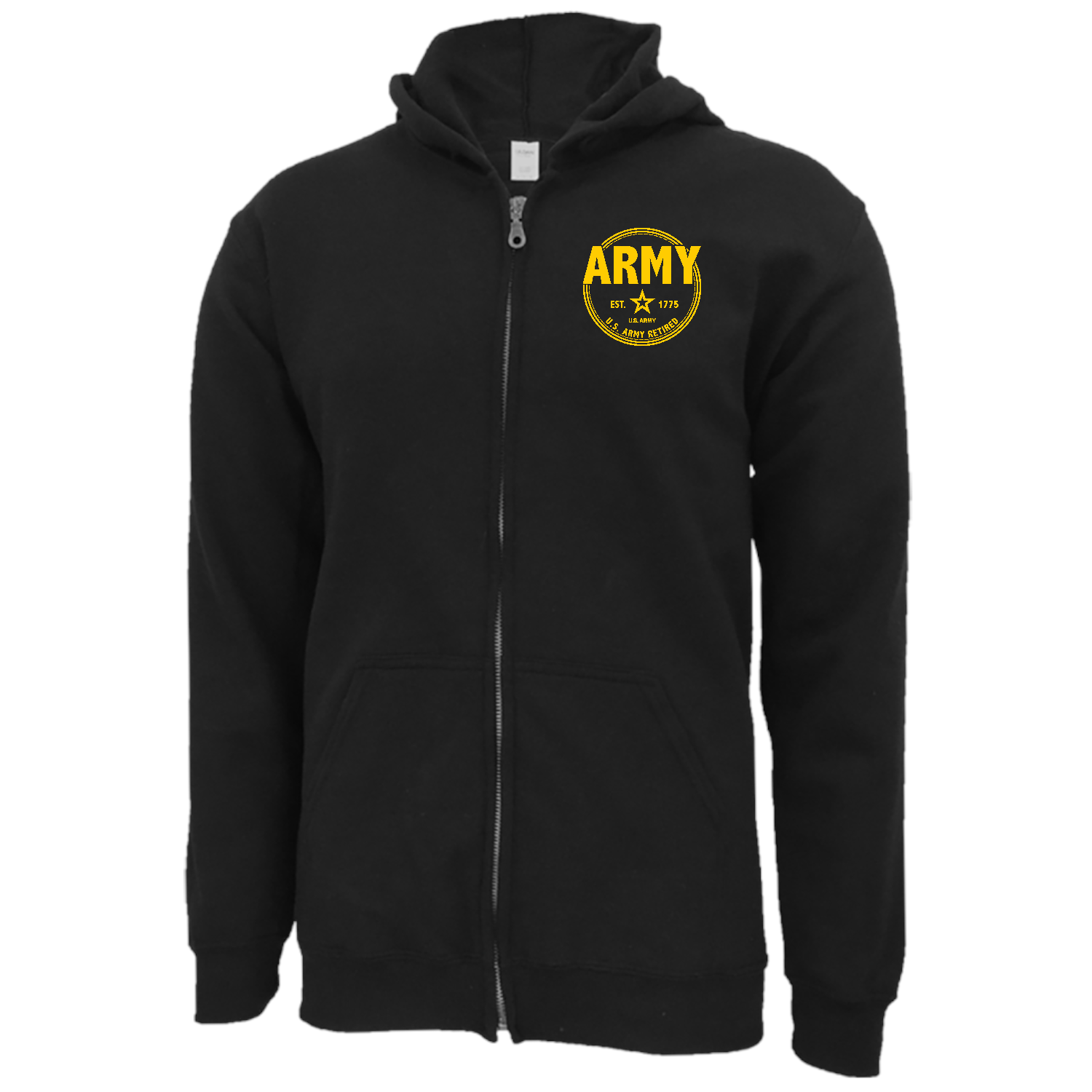 Army Retired Left Chest Full-Zip Hood