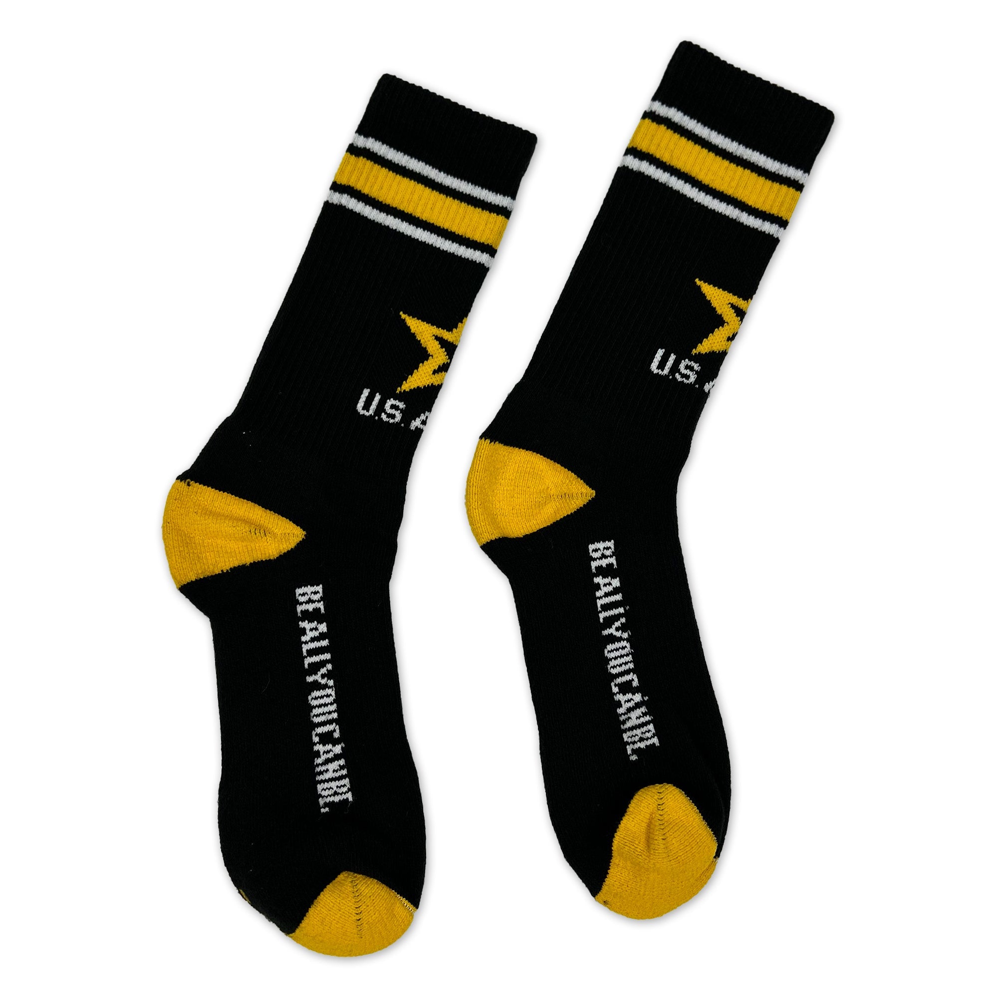 Army Stripe Star Crew Socks (Black)