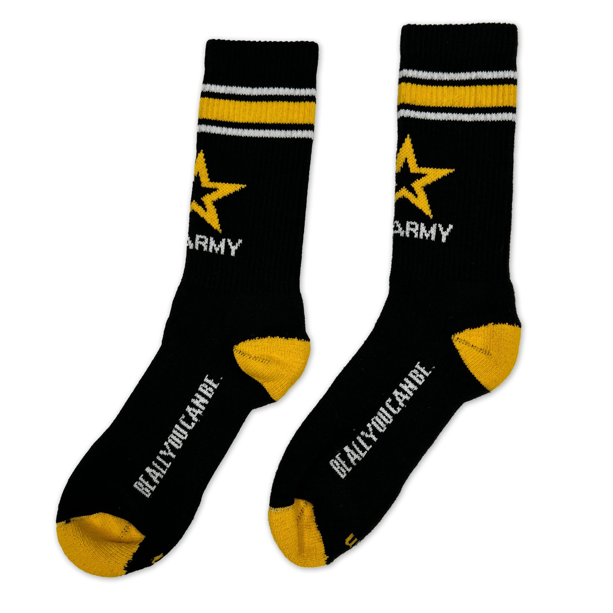 Army Stripe Star Crew Socks (Black)