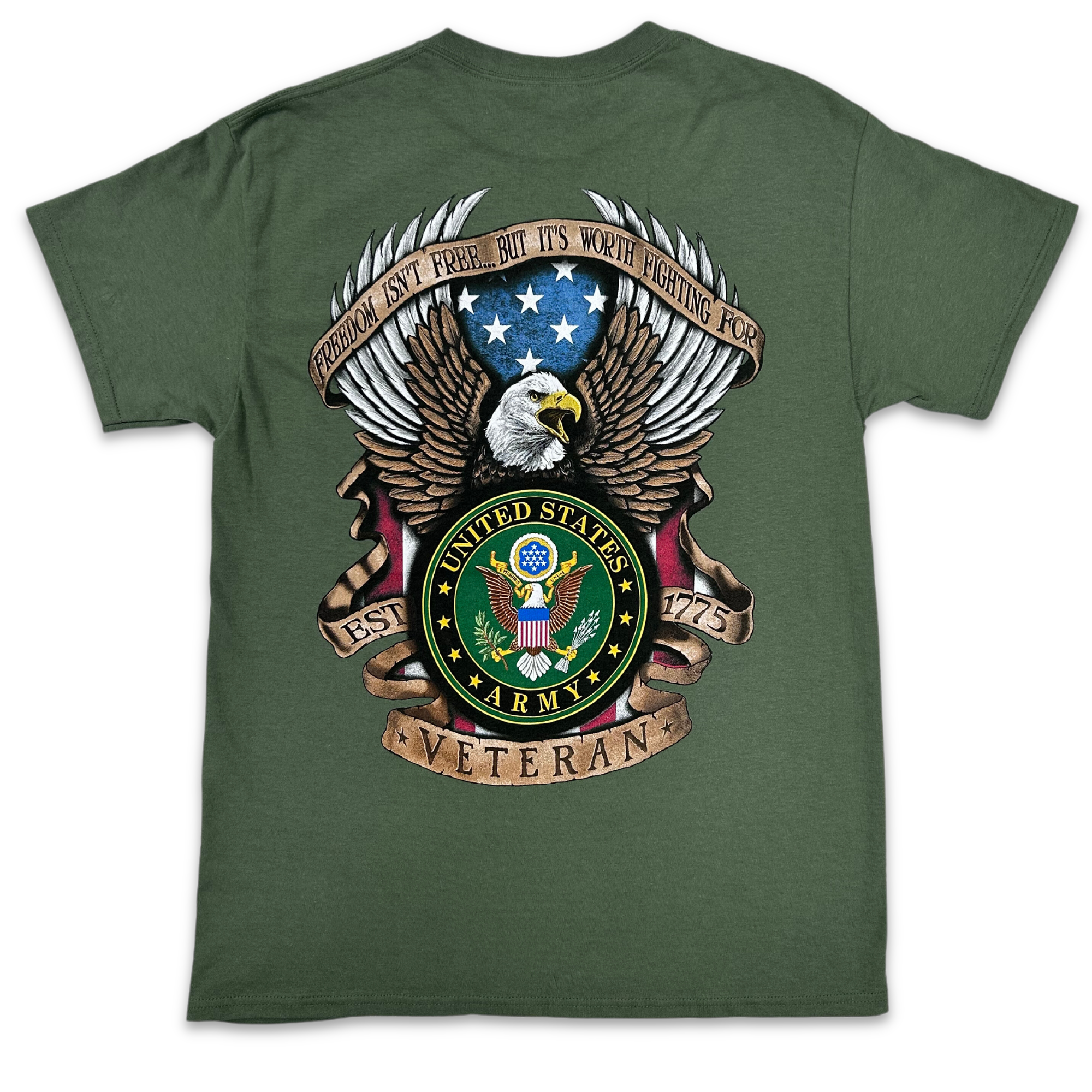 Army Veteran Freedom Isn't Free But It's Worth Fighting For T-Shirt (OD Green)