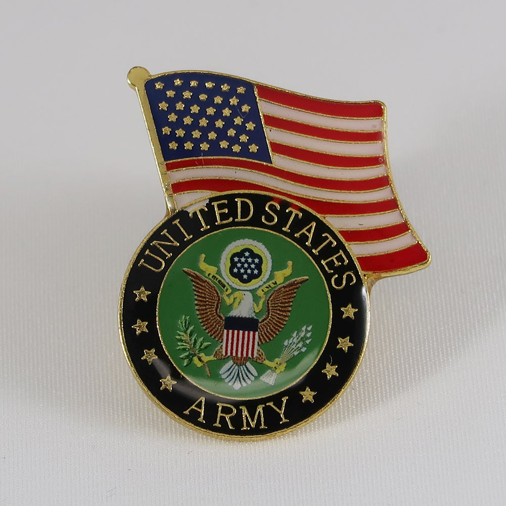 Army Waving Flag Seal Lapel Pin